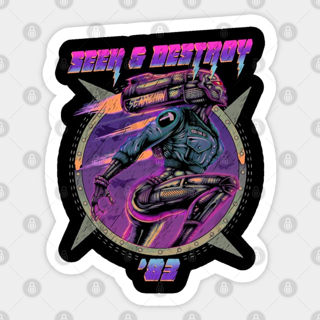 "SEEK & DESTROY " (PURPLE) Sticker by joeyjamesartworx